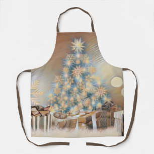 Tannenbaum und Weihnachtsgeschenke Wasserfarbe Schürze