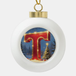 Tannenbaum Weihnachten Personalisierter Anfangsbuc Keramik Kugel-Ornament