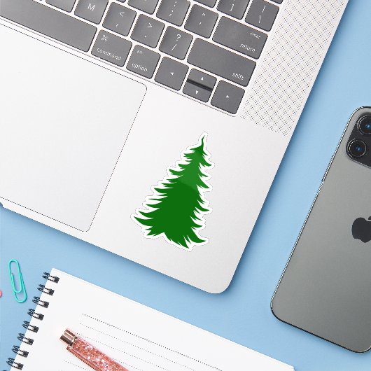 Tannenbaum zu Weihnachten Aufkleber (Laptop mit iPhone)
