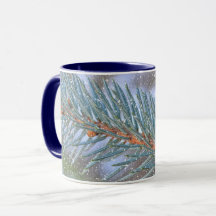 Tannenbaumzweig Schnee und Winter Kunst Tasse