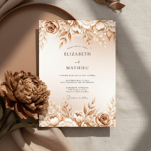 Tannene Rosen Botanische Romantische Hochzeit Einladung