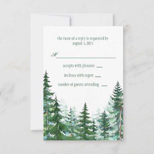 Tannenhochzeits-Antwort RSVP Karte (Vorderseite)