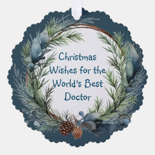Tannenreisig-Kranz Weihnachtswünsche für den Arzt Ornament Karte