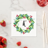 Tannenstern-Beeren-Monogramm Serviette (Beispiel)