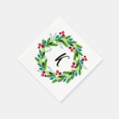 Tannenstern-Beeren-Monogramm Serviette (Ecke)