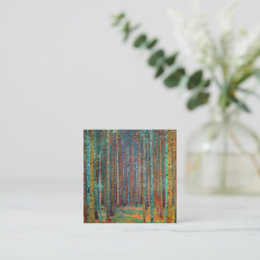 Tannenwald Gustav Klimt Quadratische Visitenkarte (Stehend Vorderseite)