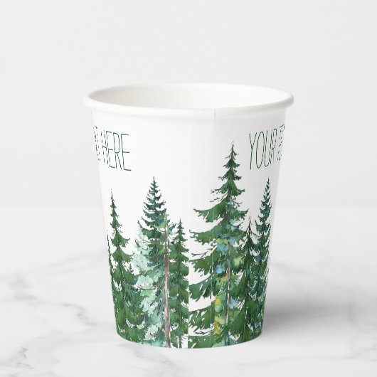 Tannenwald Rustikale Hochzeitspapiere Pappbecher (Rechts)