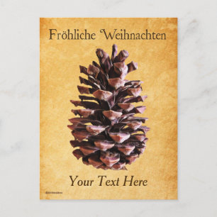 Tannenzapfen auf Vintage-Papier - Fröhliche Weihna Postkarte