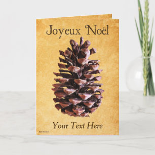 Tannenzapfen auf Vintage-Papier - Joyeux Noël Karte