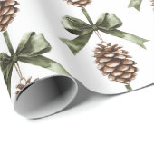 Tannenzapfen grüner Bogen Weihnachten Geschenkpapier (Rolleneckpunkt)