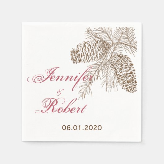 Tannenzapfen-Natur-Hochzeitsserviette Serviette (Vorderseite)