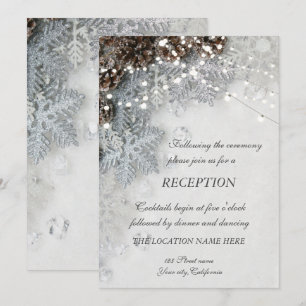 TannenZapfen, Schneeflocken Hochzeitsempfang Einladung