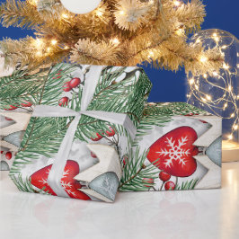 Tannenzapfen Stechpalmen-Beeren Weihnachtsdesign Geschenkpapier