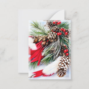 Tannenzapfen und Federn Budget Mini Weihnachten Mitteilungskarte