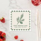 Tannenzapfen- und Gingham-Weihnachten Serviette (Beispiel)