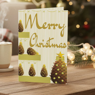 Tannenzapfen und Gold Schriftzug Weihnachten