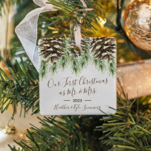Tannenzapfen Unser erstes Weihnachten als Herr und Keramikornament