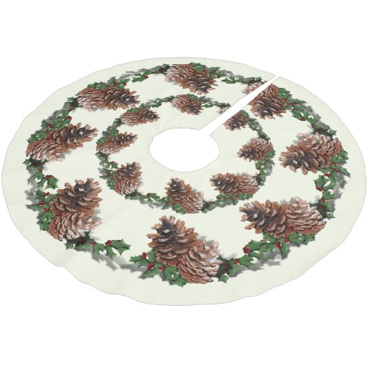 Tannenzapfen Weihnachten  Polyester Weihnachtsbaumdecke (Schrägansicht)