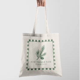 Tannenzapfen-Weihnachts-Gingham-Rand Tragetasche