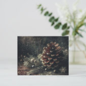 Tannenzapfen Winterkunst Postkarte (Stehend Vorderseite)