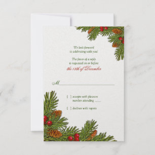 Tannenzweige Weihnachts-Winterhochzeit Antwortkart RSVP Karte