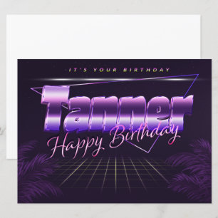 Tanner Name Vorname lila retro Karte Geburtstag