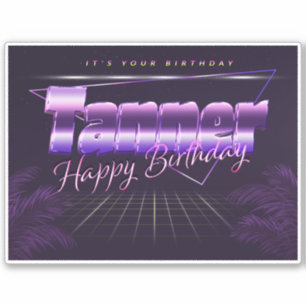 Tanner Name Vorname lila retro Sticker Geburtstag