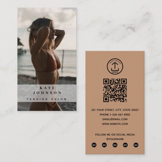 Tanning Salon Spray Tan Beauty Foto QR-Logo Visitenkarte (Vorne/Hinten)