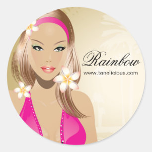 Tanning Salon Sticker Pink Frau Gold