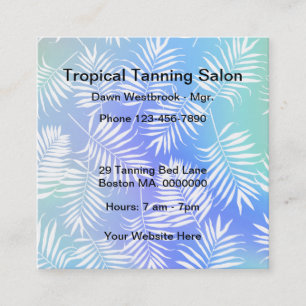 Tanning Salon Tropical Theme Business Cards Quadratische Visitenkarte