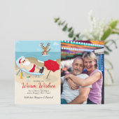 Tanning Santa Foto Grußkarte Feiertagskarte (Stehend Vorderseite)