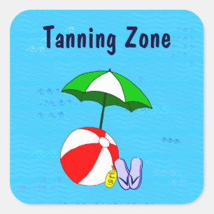 Tanning Zone Beach Ball Pool Umbrett Aufkleber