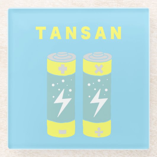 TANSAN-Akkus Glasuntersetzer (Vorderseite)