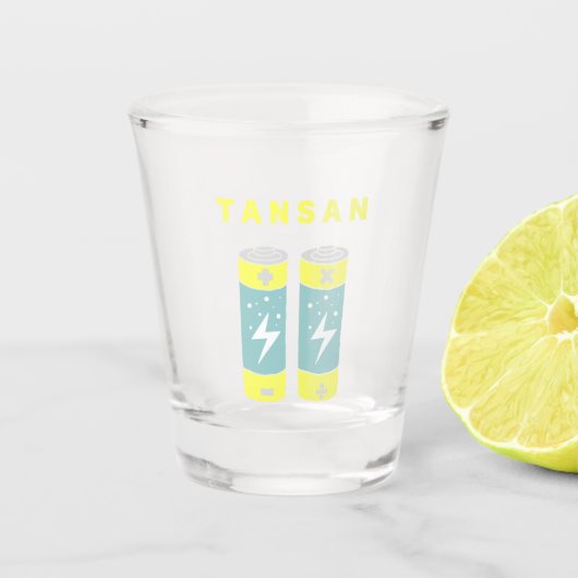 TANSAN-Akkus Schnapsglas (Vorderseite)