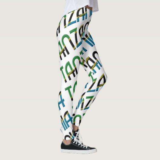 Tansania Africa Flag Typografy Pattern Leggings (Rechts)