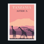 Tansania Africa Pink Vintag Giraffe Travel Postkarte<br><div class="desc">Jeder würde Liebe haben,  diese Vintage rosa Reise-Postkarte mit einer Retro-Giraffe-Abbildung in Tansania,  Afrika,  zu erhalten!</div>