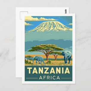 Tansania Africa Vintag Berühmter Travel Place Postkarte