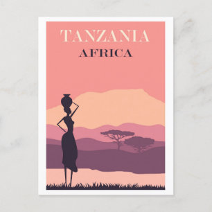Tansania Afrika Pink Vintage Afrikanische Frau Rei Postkarte