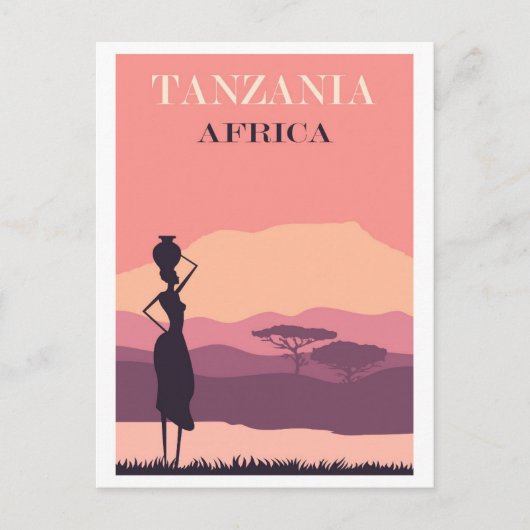 Tansania Afrika Pink Vintage Afrikanische Frau Rei Postkarte (Vorderseite)