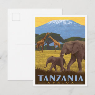 Tansania Afrika Vintage Reise  Postkarte