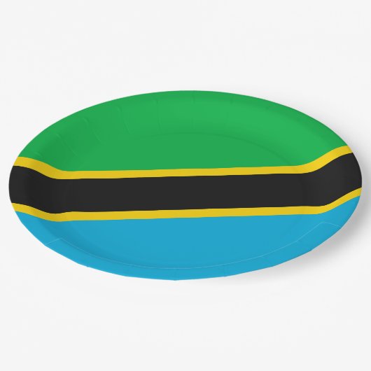 Tansania-Flagge Pappteller (Schrägansicht)