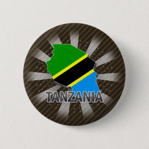 Tansania-Flaggen-Karte 2,0 Button