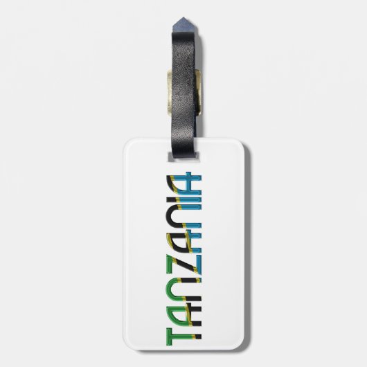 Tansania Flaggenfarben Typografie Gepäckanhänger (Rückseite vertikal)