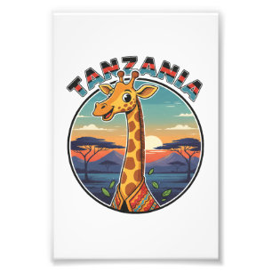 Tansania-Giraffe nationales Tier-Symbol-Cartoon cu Fotodruck