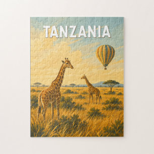 Tansania Heißluftballon-Illustration Reise Kunst Puzzle