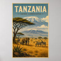 Tansania-Safari-Zebra-Illustration-Reise-Kunst