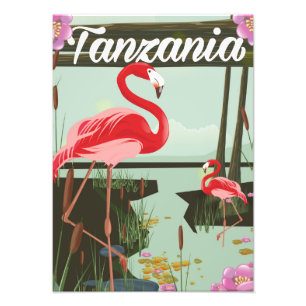 Tansania - See Natron - Flamingo Reiseplakat Fotodruck