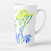 Tansy auf einer großen Latte-Tasse Milchtasse (Rechts)