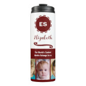 Tantchen fügen Sie einen Namen Foto Collage weiß b Thermosbecher (Vorderseite)