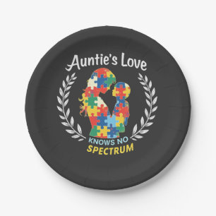 Tantchens Liebe kennt kein Autismus-Spektrum-Bewus Pappteller